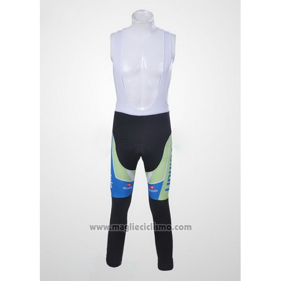 2011 Abbigliamento Ciclismo Liquigas Cannondale Bianco e Verde Manica Lunga e Salopette